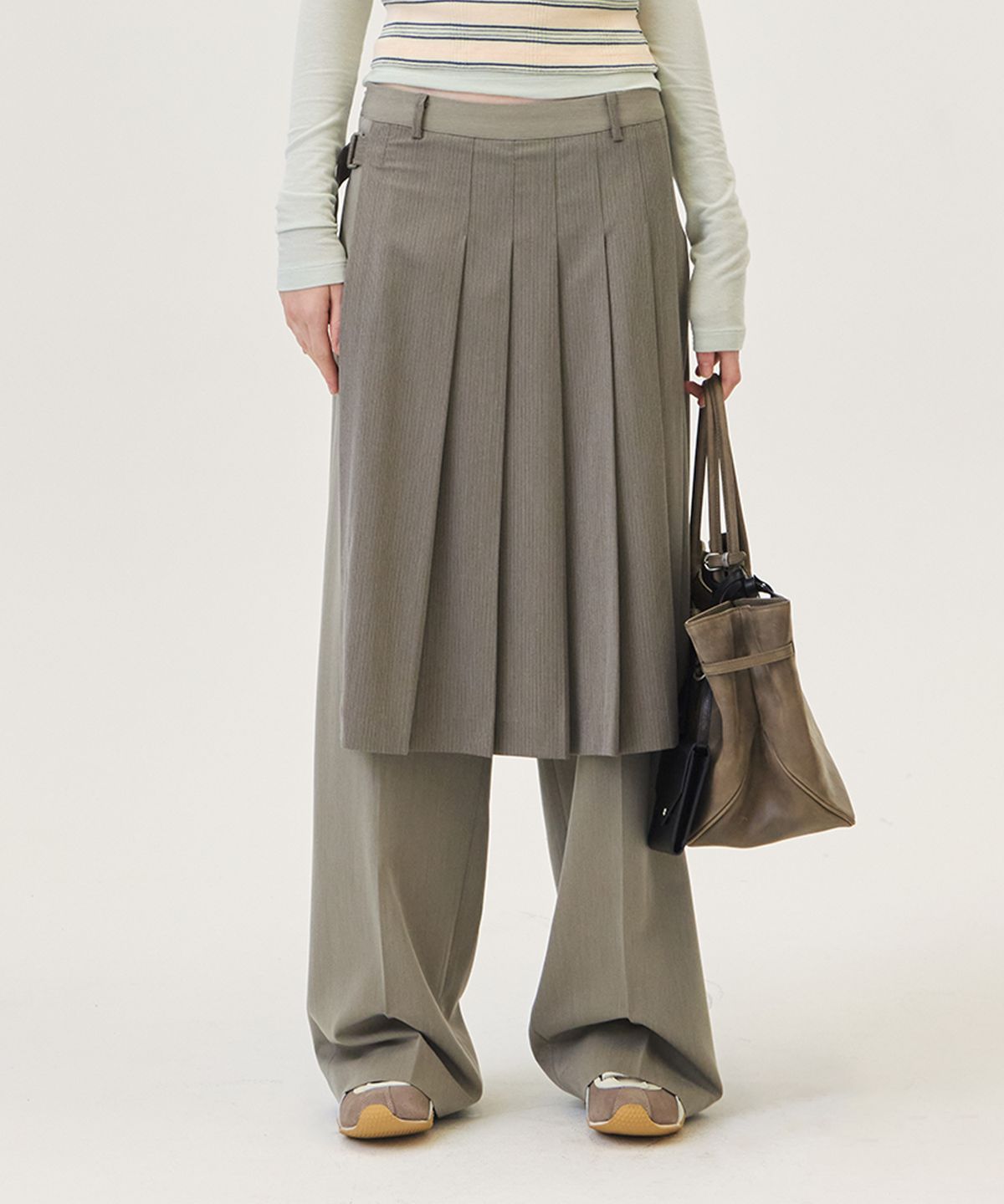 그로브(GROVE) HONOR WRAP SKIRT PANTS (BEIGE)