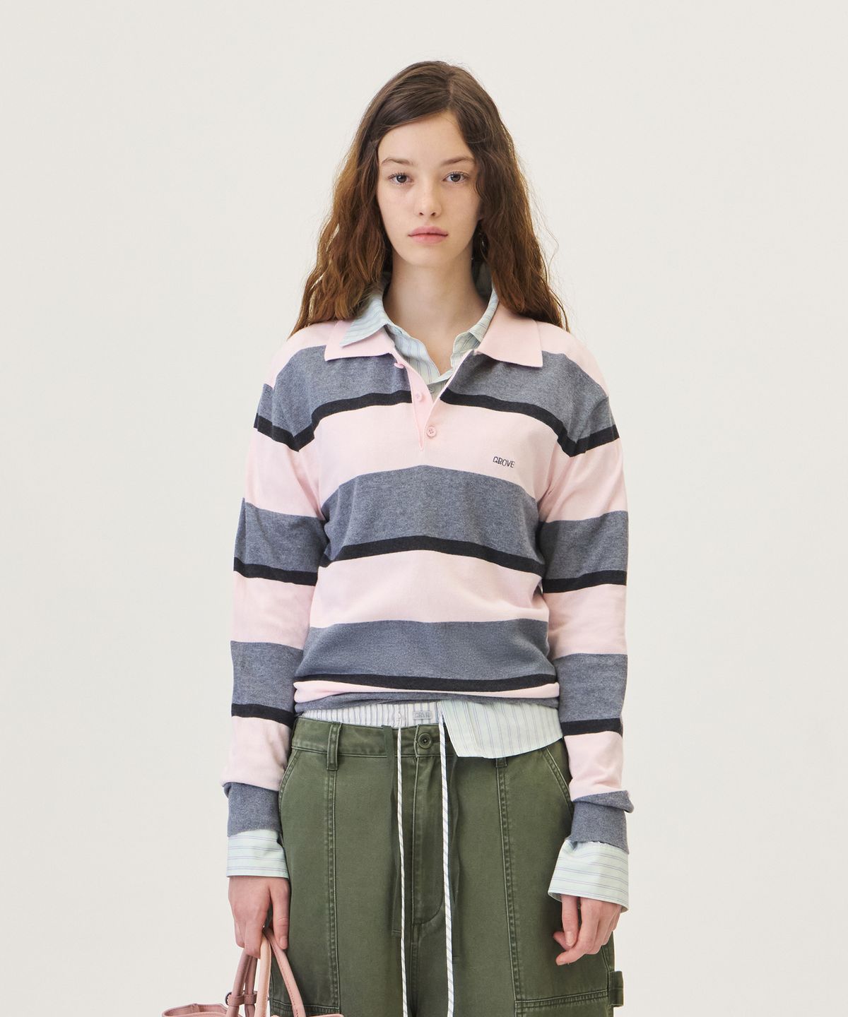 그로브(GROVE) GWEN COLLAR KNIT (PINK)