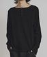 WAFFLE RAW CUT HENLEY NECK LONG SLEEVES (BLACK)