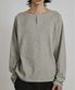 WAFFLE RAW CUT HENLEY NECK LONG SLEEVES (MELANGE GRAY)