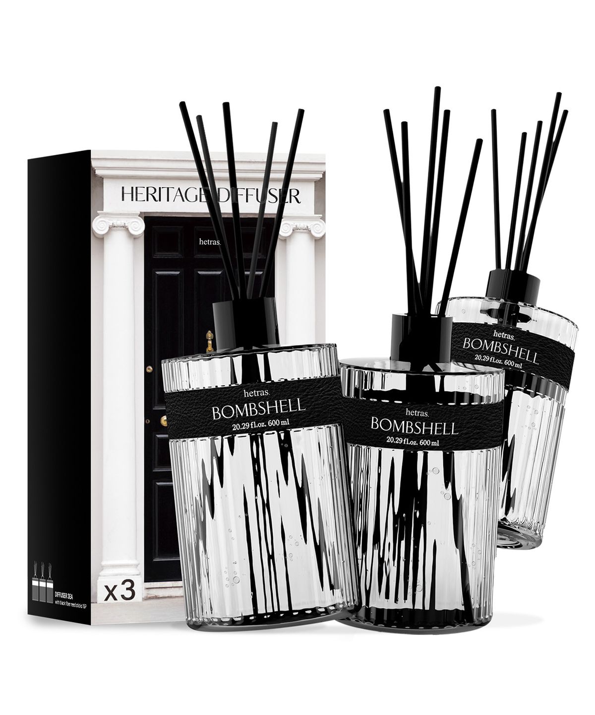 헤트라스 뷰티(HETRAS BEAUTY) 헤리티지 대용량 퍼퓸 디퓨저 600ml 3개입 선물세트