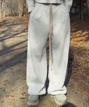 Edition9. 스트레이트 커브드 핀턱 와이드 트레이닝 팬츠 (그레이멜란지)