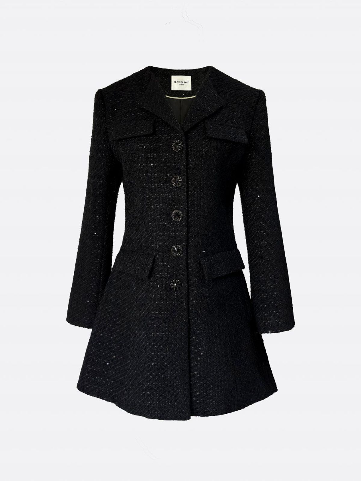 엘시 아일랜드(ELCY ISLAND) Hourglass Tailored Tweed Jacket (BLACK)