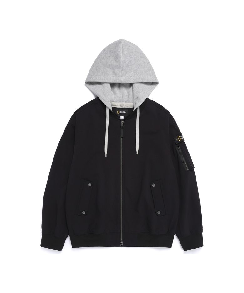 N261MJP020 론트라 후드 탈부착 점퍼 BLACK