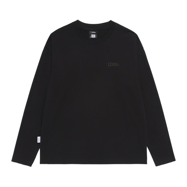 N265UTS901 수피마 세미오버핏 긴팔 티셔츠 BLACK