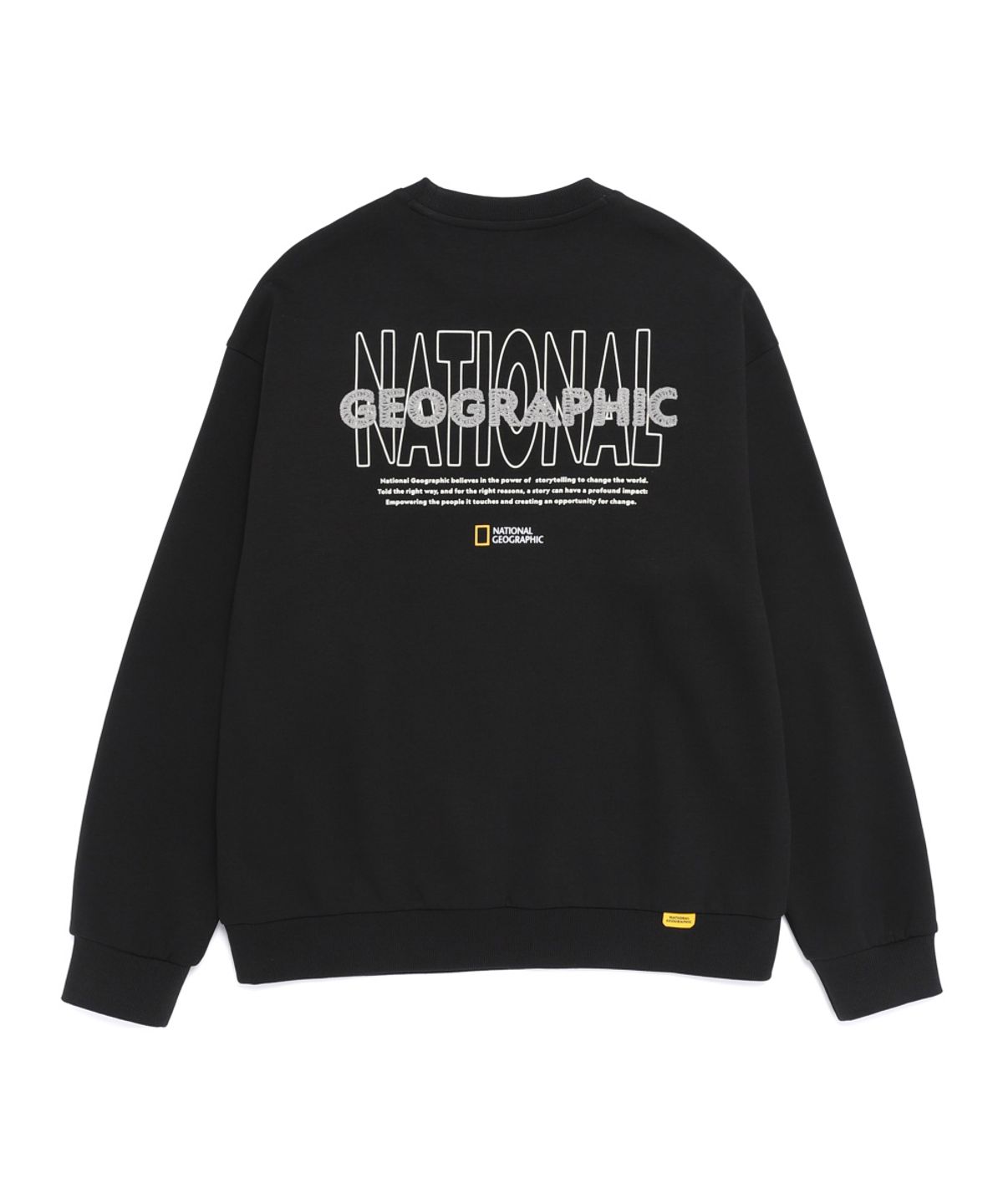 내셔널지오그래픽(NATIONALGEOGRAPHIC) N261USW920 론트라 레터링 그래픽 세미오버핏 맨투맨 BLACK
