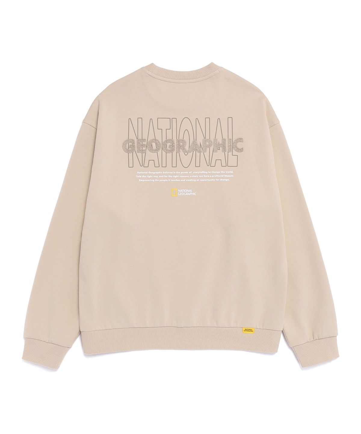 내셔널지오그래픽(NATIONALGEOGRAPHIC) N261USW920 론트라 레터링 그래픽 세미오버핏 맨투맨 L/BEIGE