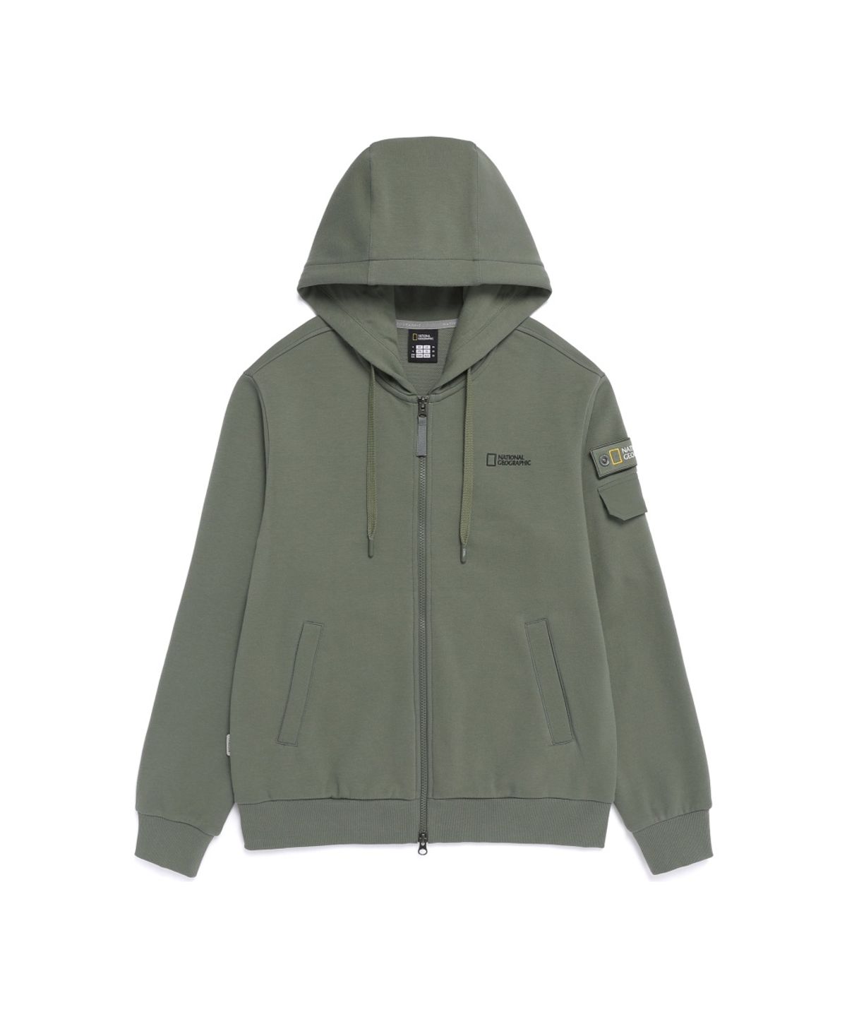 내셔널지오그래픽(NATIONALGEOGRAPHIC) N261UFT950 마게이 소매 포켓 레귤러핏 후드 풀집업 MILITARY KHAKI
