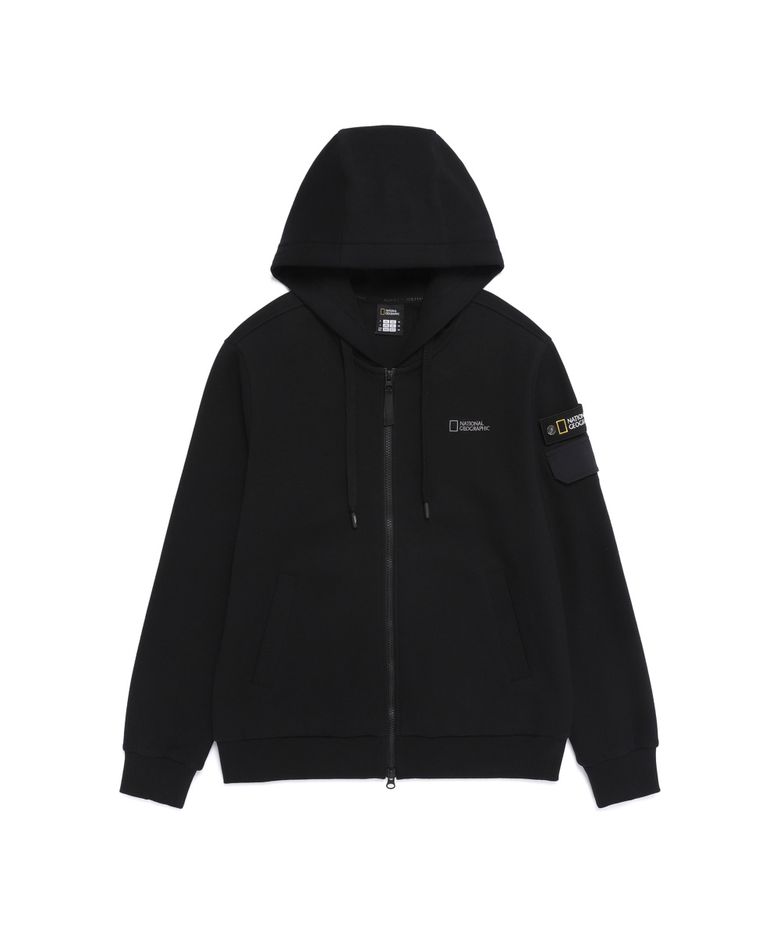 N261UFT950 마게이 소매 포켓 레귤러핏 후드 풀집업 BLACK