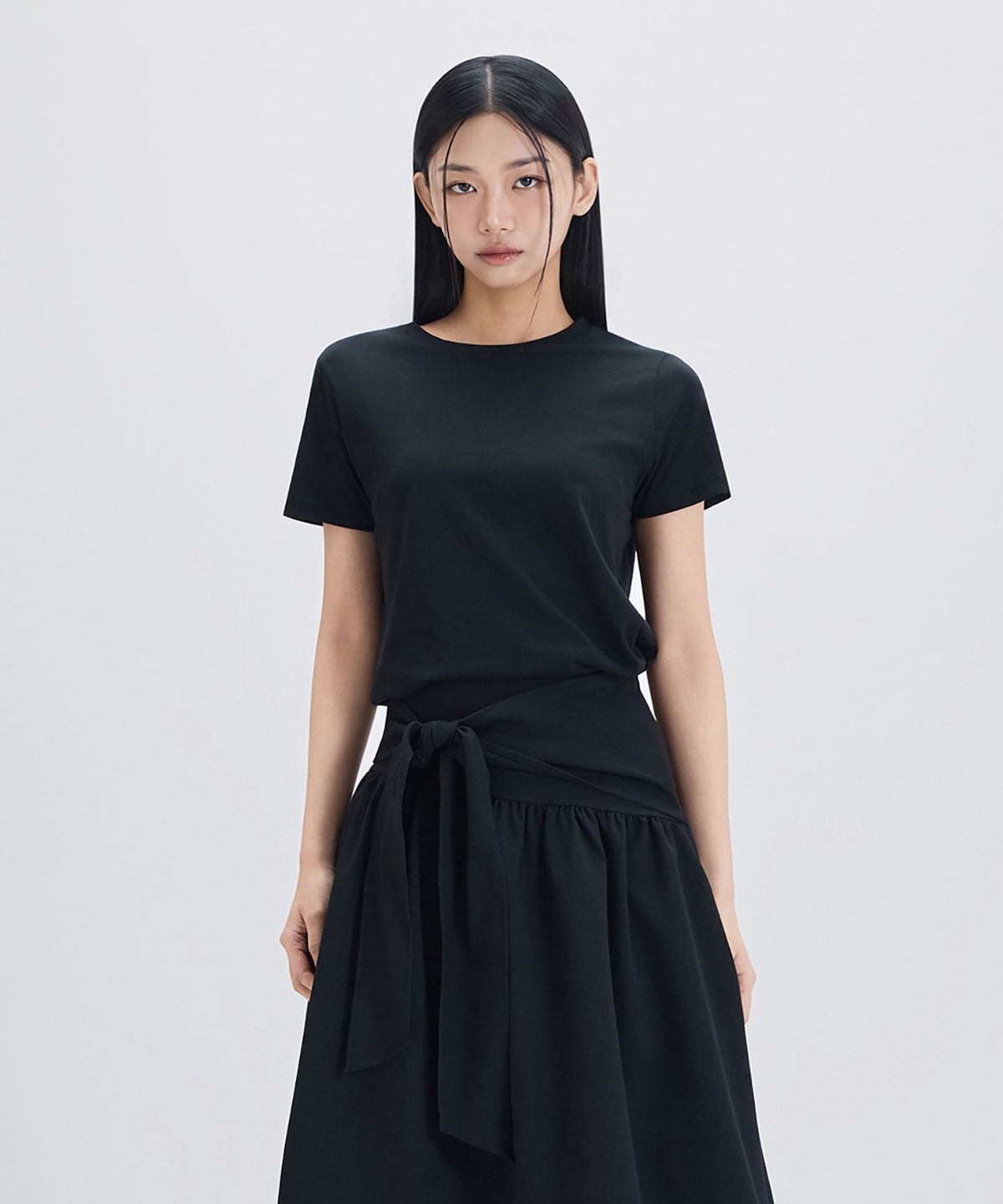 미쏘(MIXXO) 수피마 코튼 R넥 반팔 티셔츠_MIWHWG320A