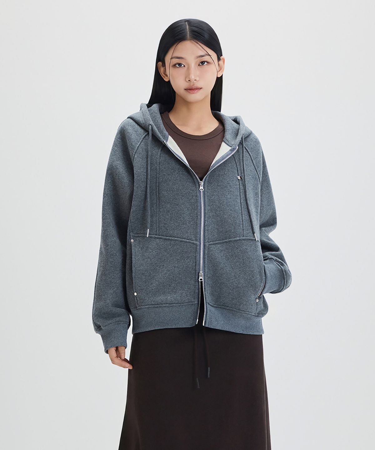 미쏘(MIXXO) 기모 오버핏 후드집업 RE JMFT41C_MIWJMG12QC