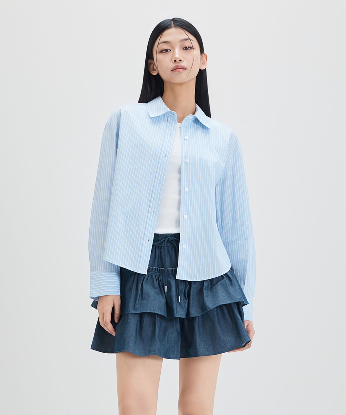 미쏘(MIXXO) [에센셜] 크롭 셔츠_MIWYWG320A