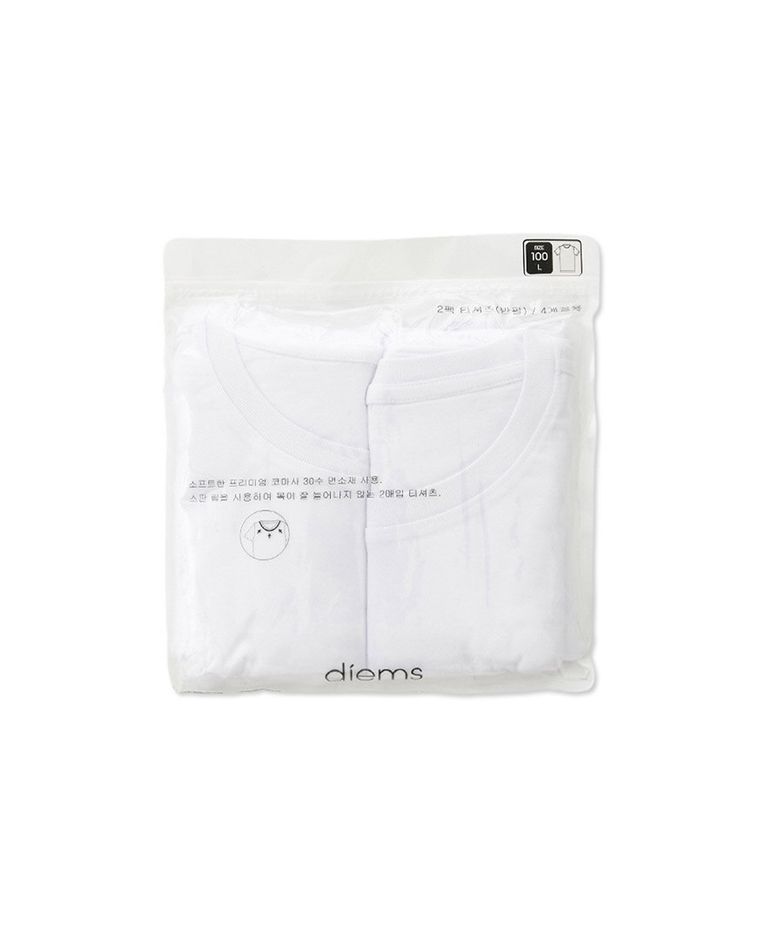 DIEMS 라운드 티셔츠 2장 묶음 PACK  (화이트)_DTSUZ01SSW