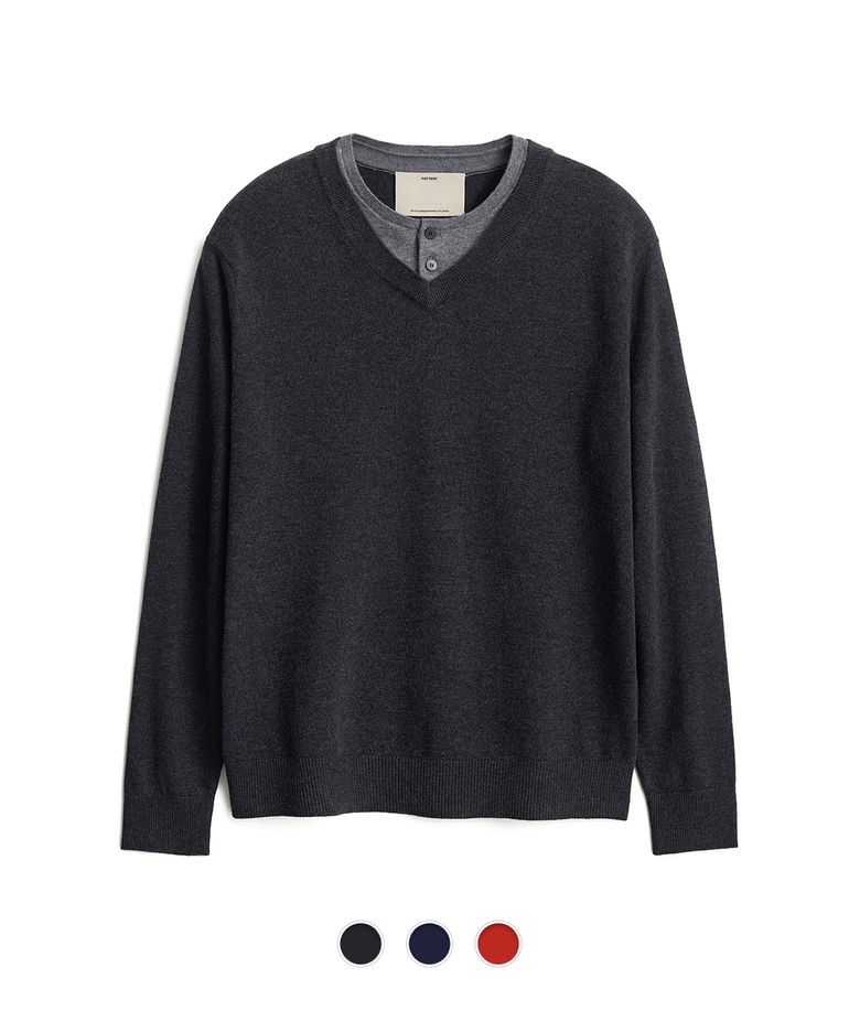 Double Layered Henryneck Knit - 3 Color