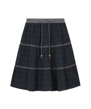 빈티지 체크 스커트 [네이비]