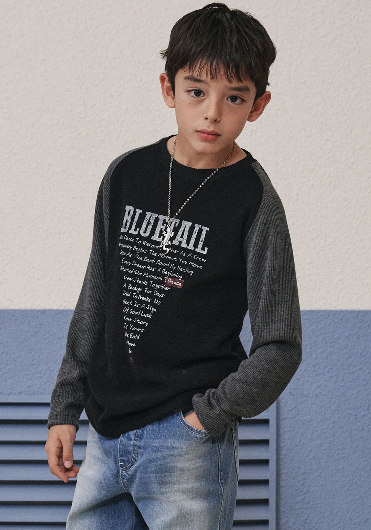 블루테일(BLUETAIL) AAA2TS01BK 블랙 배색 나염 티셔츠