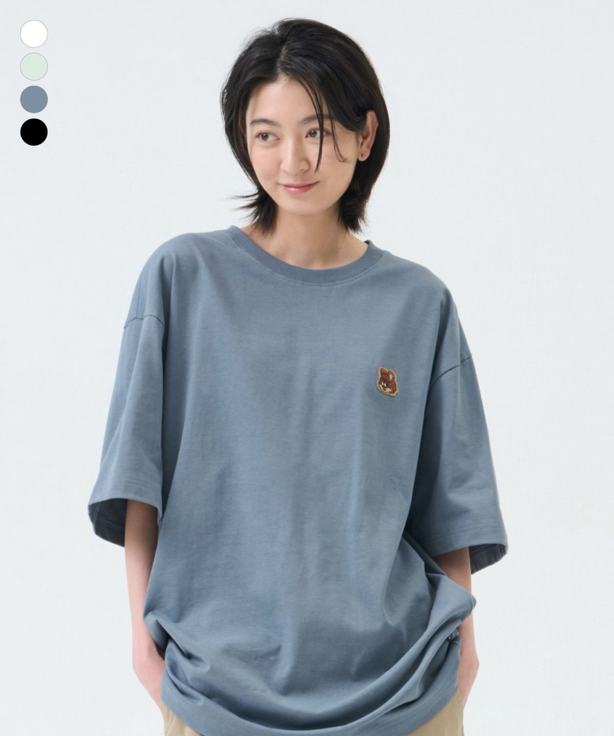 그루브라임(GROOVE RHYME) 덤비베어 와펜 반팔 티셔츠 (4COLOR) (LRAMCTR108P)