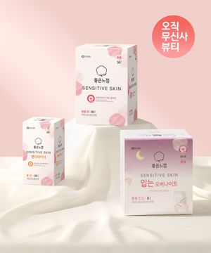 센서티브스킨 피부저자극 더마 생리대 입오버+패드+라이너