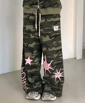 그라임 셋업 카모 와이드 밴딩 팬츠 남녀공용