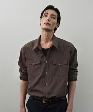 카프카 웨스턴 스트라이프 셔츠 [BROWN]