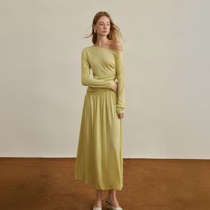 YY_Knit slanted shoulder dress