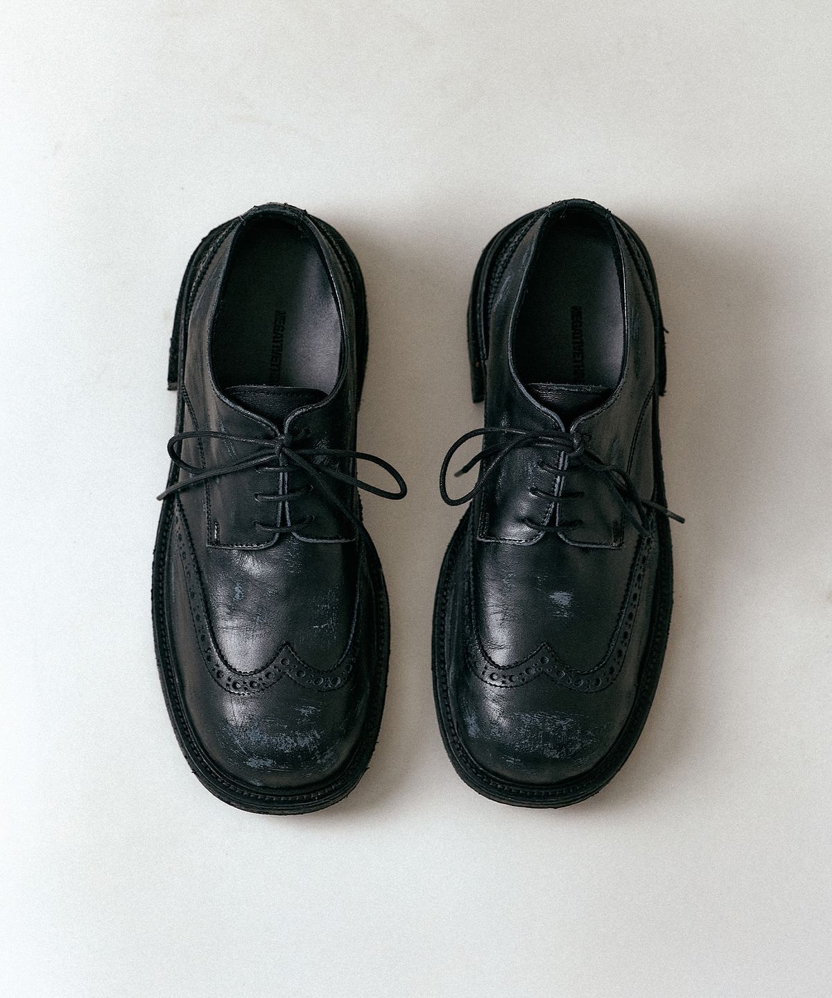 네거티브쓰리(NEGATIVETHREE) Wingtip Derby_Rub-Off Black
