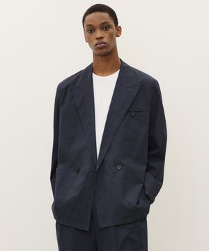 컴포트 코튼 더블 블레이저 나이트 네이비