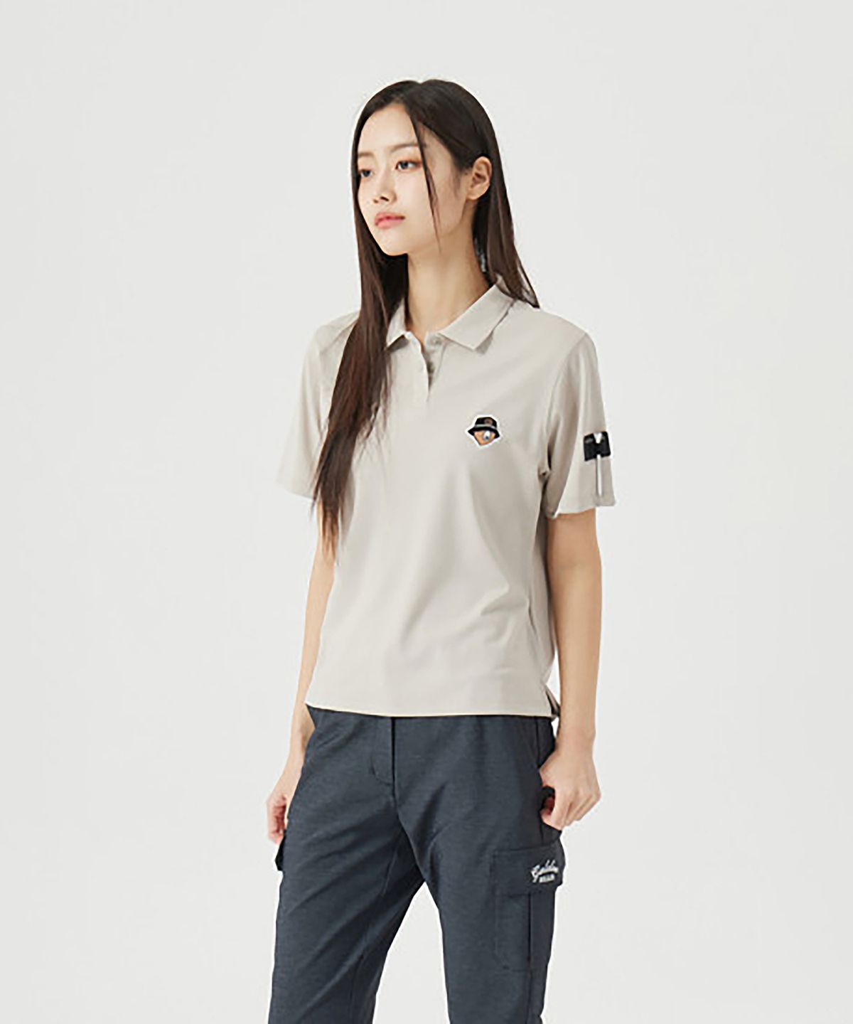 골든베어(GOLDEN BEAR) (W) Regular-Fit Collar Pique T-shirt  G5TAM26131BEX