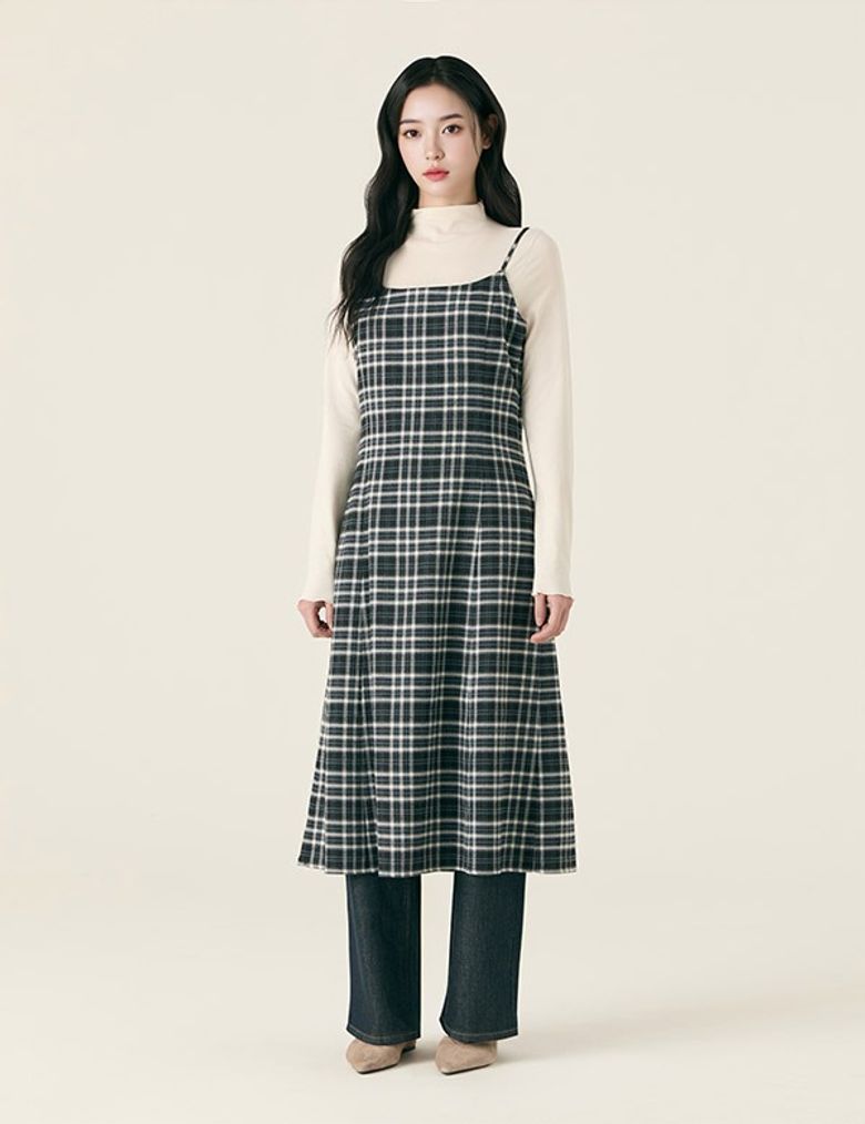 체크 뷔스티에 롱 원피스_RMOWG12RT1