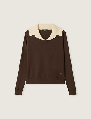 니트 배색 카라 풀오버_RMKAG11S11