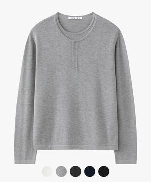 코튼 모달 레이어드 헨리넥 니트 - 5 COLOR