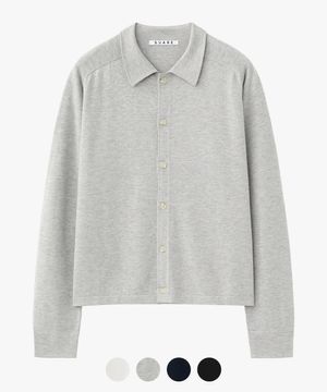 코튼 모달 새들 크롭 니트 셔츠 - 4 COLOR