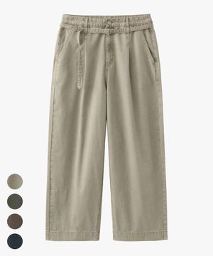 더블 벨트 와이드 팬츠 - 4 COLOR