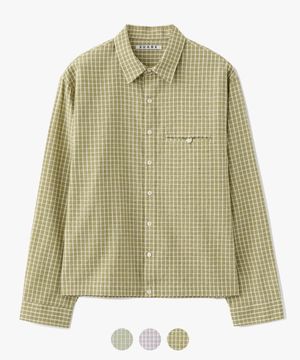 크링클 체크 크롭 셔츠 - 3 COLOR