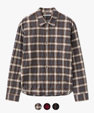 옴브레 시어 체크 크롭 셔츠 - 3 COLOR