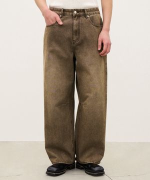 아크 패널 와이드 데님 팬츠 브라운