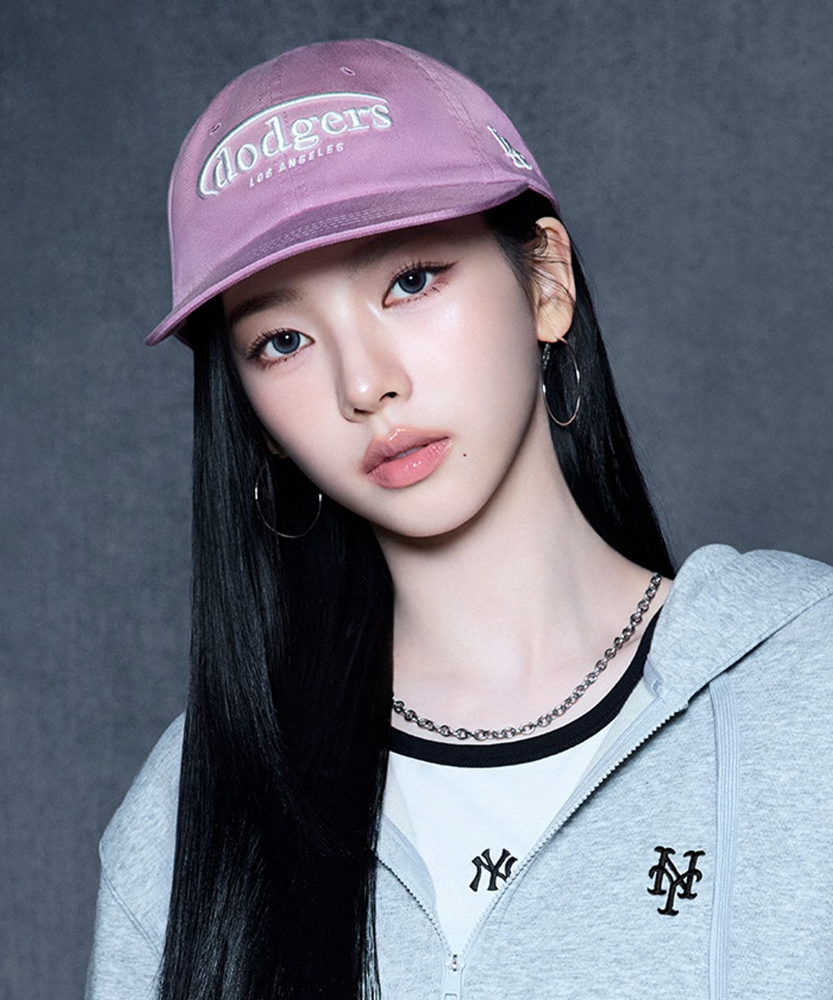 엠엘비(MLB) 빈티지 워싱 커브 로고 언스트럭쳐 볼캡 LA (Pink)