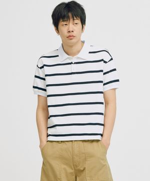 [크롭 롱 슬리브 추가] 피케 폴로 하프 티셔츠 (화이트)