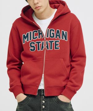 [크롭 티셔츠 추가] 아플리케 크롭 후드집업(레드)