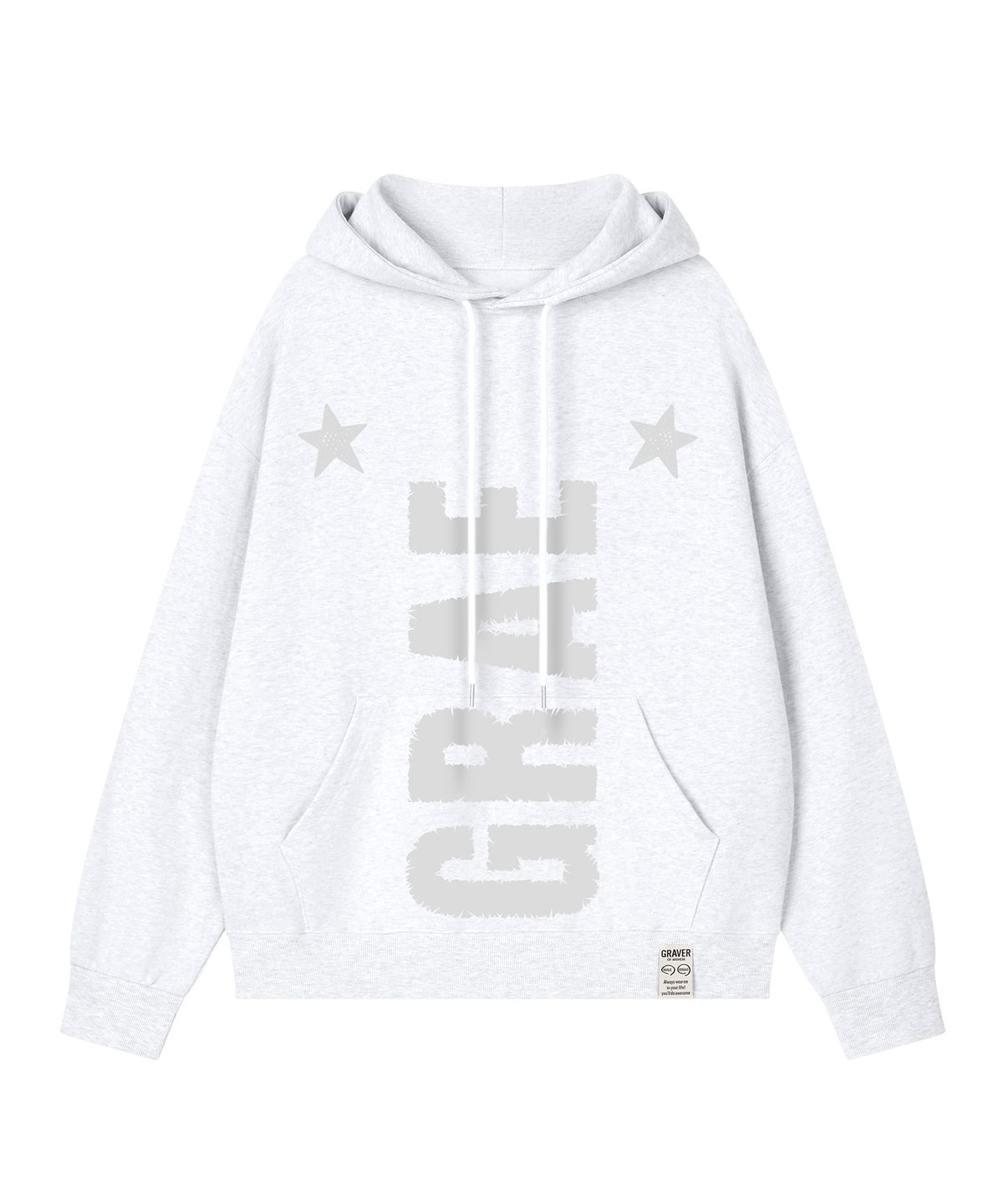 그레이버(GRAVER) [UNISEX]GRAE-STAR 후드티_MELANGE WHITE