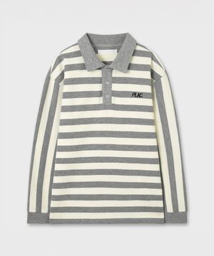 럭비 스트라이프 폴로 티셔츠 그레이