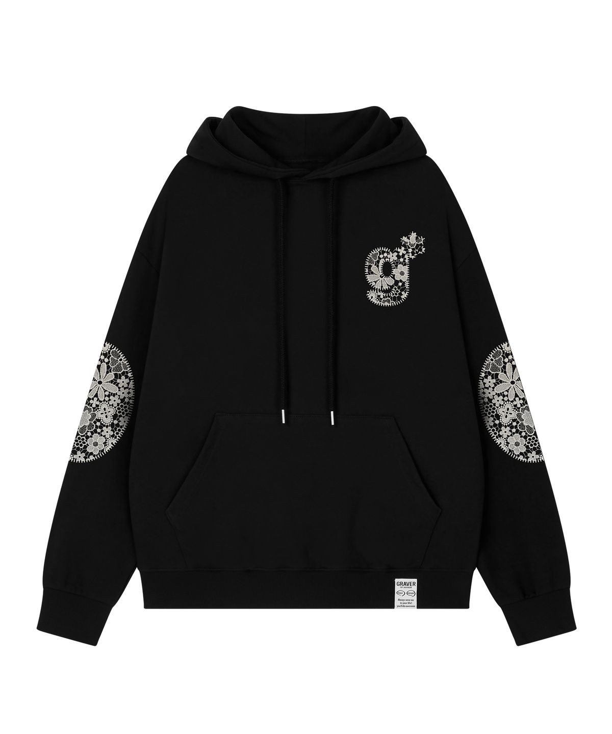 그레이버(GRAVER) [UNISEX]APPLIQUE G 후드티_3color