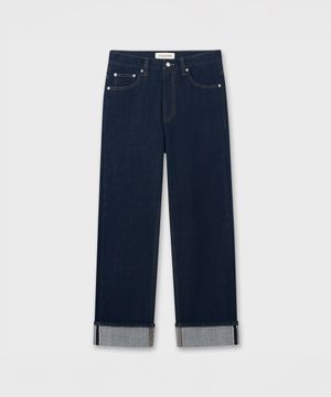 롤업 스트레이트 데님팬츠 T24 딥블루