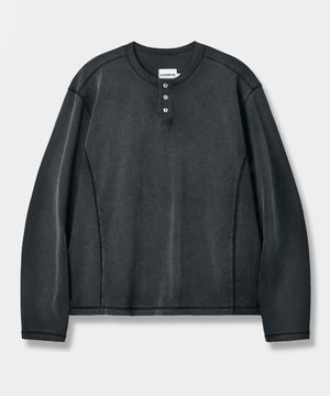 포시즌 에센셜 헨리넥 롱슬리브 티셔츠_피그먼트 차콜