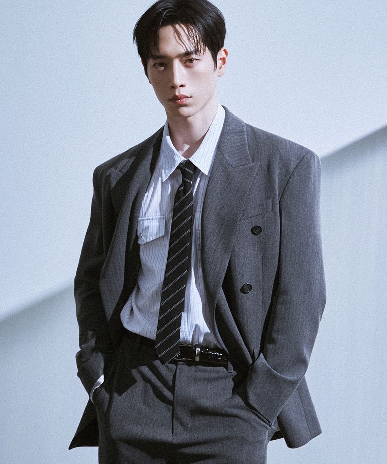 헤링본 테일러드 더블 블레이저 [GREY]