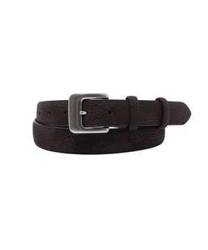 Grain Leather Square Frame Belt (Dark Brown)