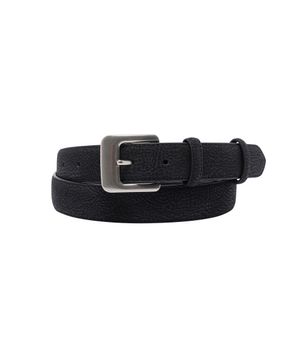 Grain Leather Square Frame Belt (Black)