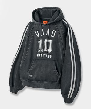 VLAD 턴오버 아트웍 로고 럭비 후드 티셔츠_피그먼트 차콜