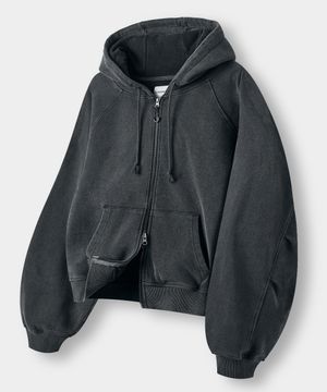 ASI 포시즌 에센셜 후드 집업_크롭 피그먼트 차콜