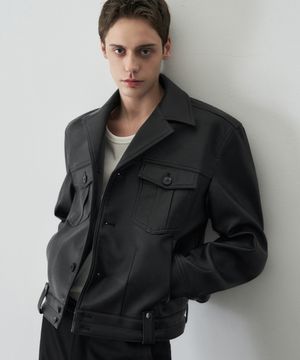 세인트 레더 트러커 크롭 자켓 [BLACK]